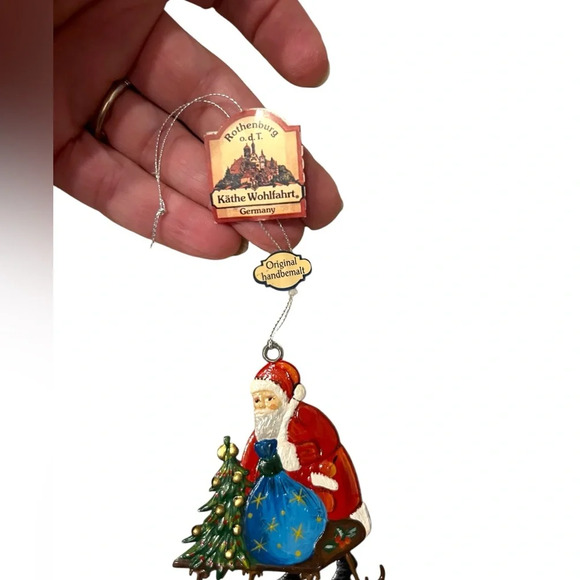 New Kathe Wohlfahrt Santa Loading Sleigh & Santa Riding Rocking Horse Ornaments - Picture 3 of 5